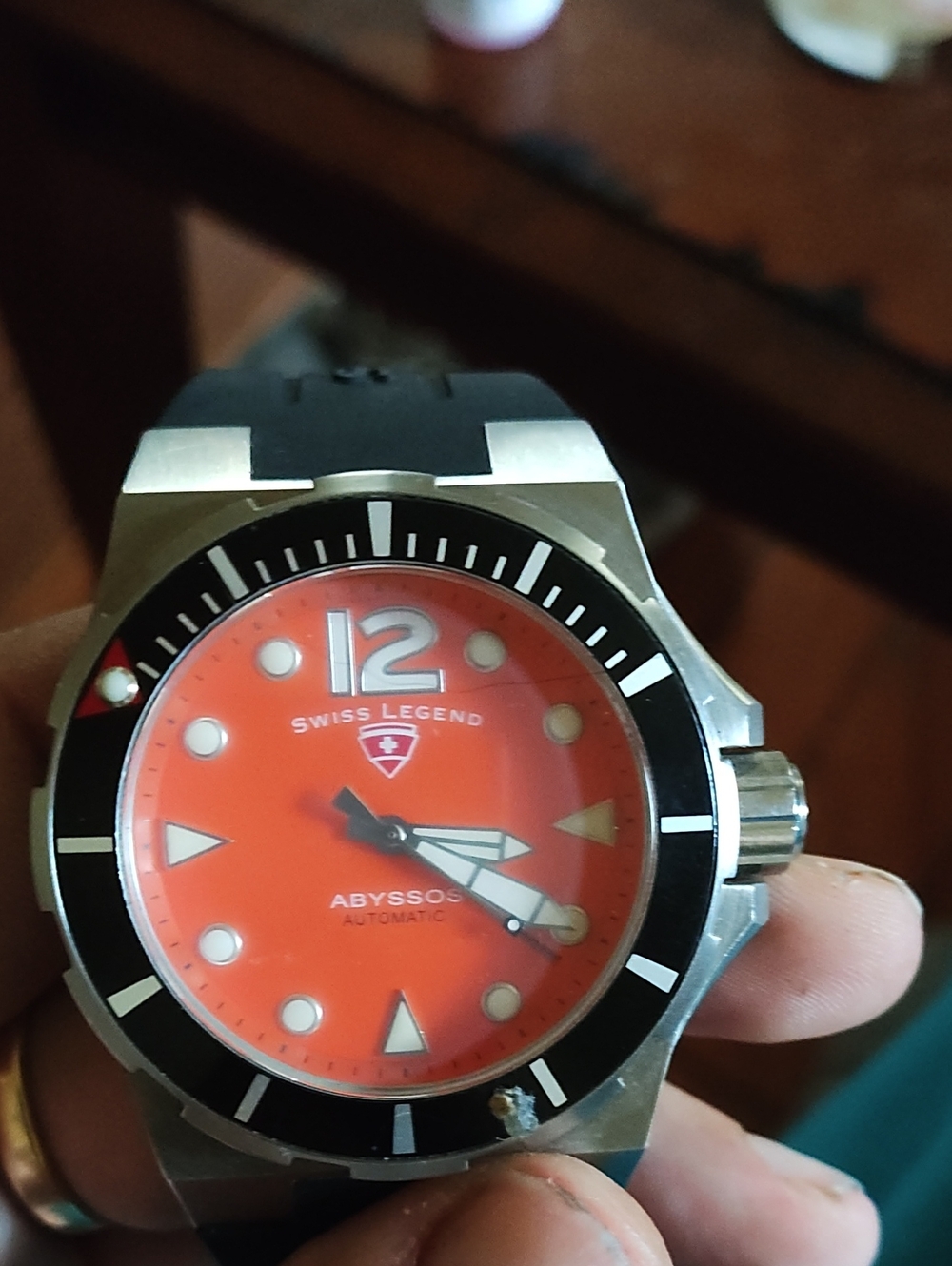 Swiss Legend Men's Abyssos Watch - Orange Dial, Black Bezel